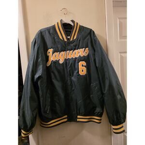 Vtg 80s? Jaguars Varsity Jacket Satin Nylon Mens X'Large Green/Yellow #6 Retro